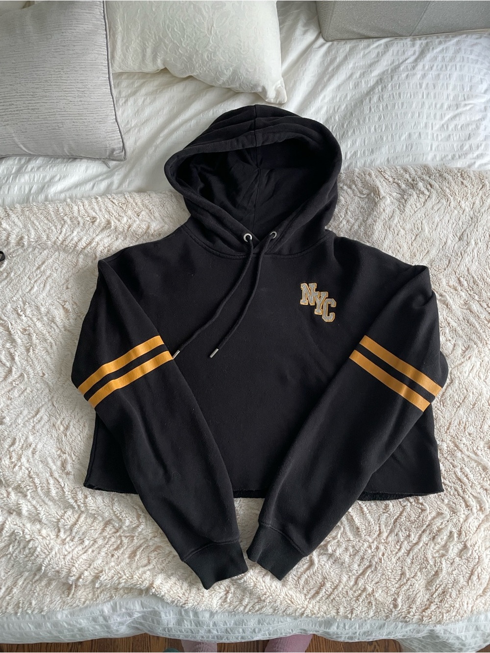 Garage Varsity Cropped Raw Edge Hoodie